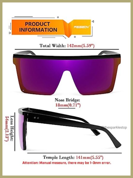 Oversized Square Visor Sunglasses UV400 Shield Fashion main image 4